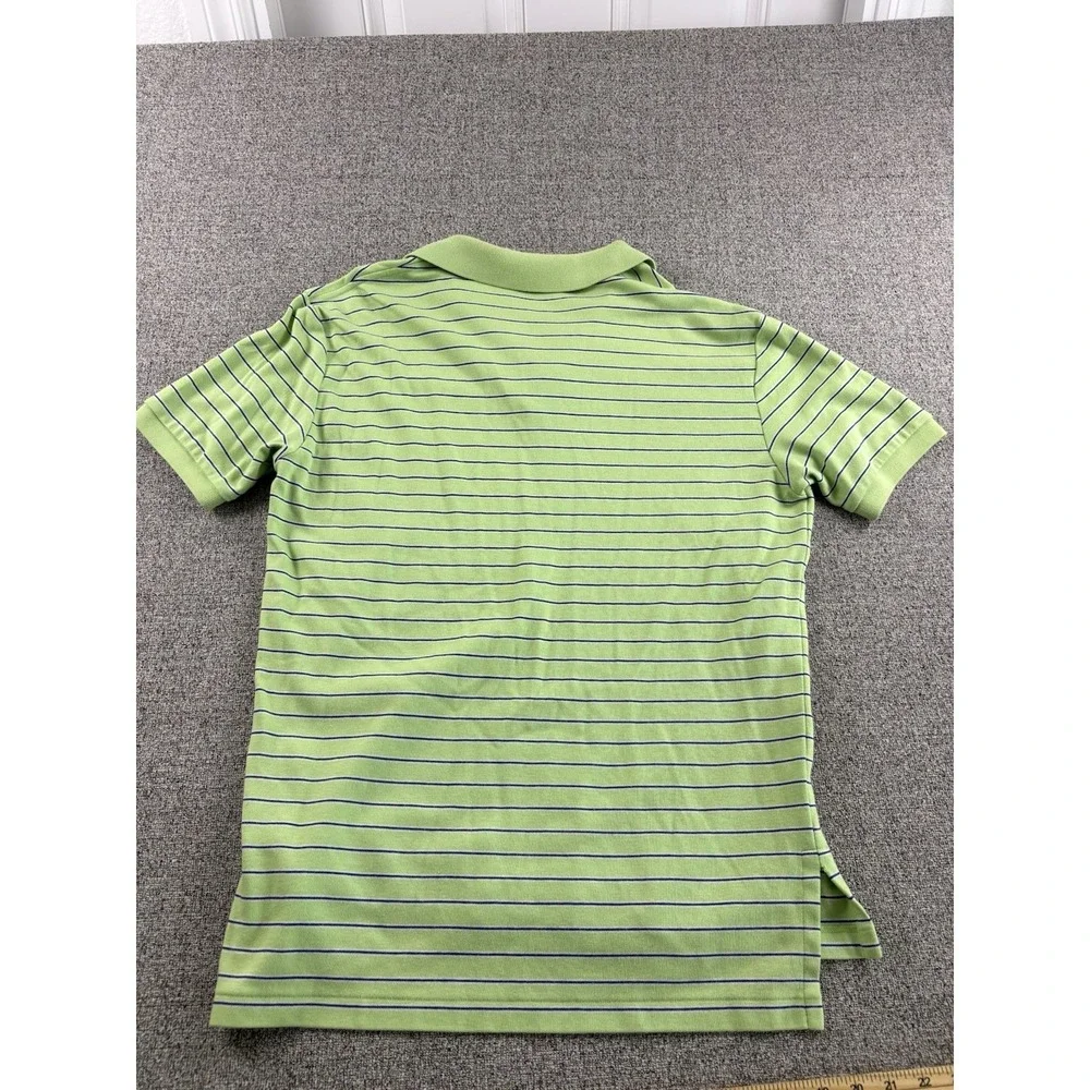 Polo Ralph Lauren Striped Polo Shirt Lime Green Blue Pony Men's Medium Cotton